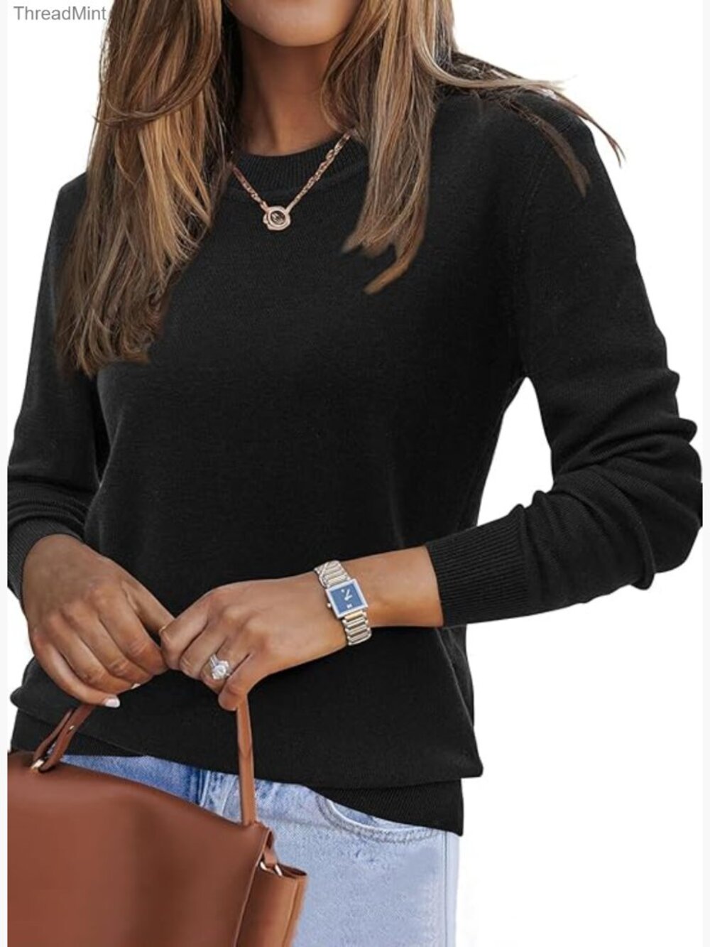 Wool Blend Classic Crew Neck Casual Fall Sweater Pullover